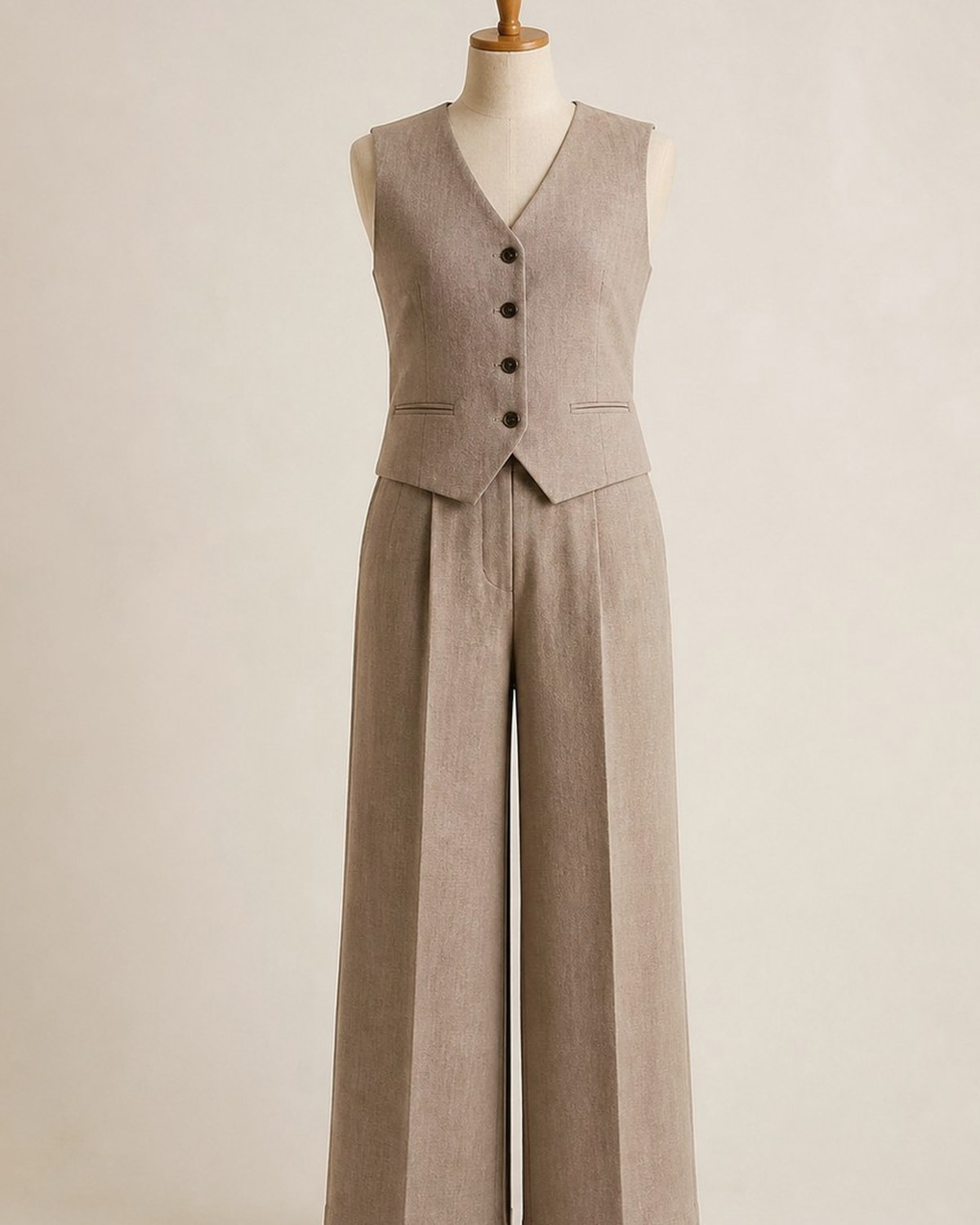 Completo Gilet e Pantalone Wide-Leg in Lino